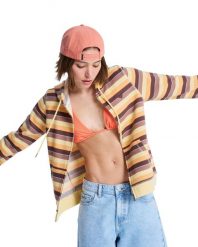 Bluza z kapturem dla Kobiety PERFECT STRIPE Brązowy. Brązowe bluzy Roxy, s, bez wzorów, z bawełny, bez ramiączek, z kapturem. Za 259.99 zł.