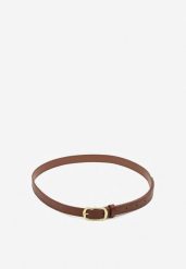 Brązowy Pasek Ozdobiony Klamrą Mevenia. Brązowe paski Renee, bez wzorów, biznesowe. Za 14.99 zł.