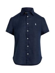 Polo Ralph Lauren Koszula 211973366506 Granatowy Regular Fit. Niebieskie koszule Polo Ralph Lauren, s, bez wzorów, ze lnu, bez kołnierzyka, bez ramiączek. Za 729.99 zł.