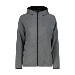 Bluza z kapturem z melanżowej dzianiny damska CMP Knit Tech. Szare bluzy z kapturem CMP, m, bez wzorów, z dzianiny, z kapturem, trekkingowe. Za 303.00 zł.