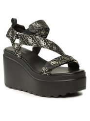 Guess Sandały Ocilia2 FL6O2C FAL04 Czarny. Czarne sandały Guess, z aplikacjami, z materiału, bez obcasa, na koturnie, bez zapięcia. Za 549.99 zł.