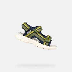 Sandały GEOX J SANDAL AIRADYUM BO Zielony. Niebieskie sandały Geox, bez wzorów, z tkaniny, bez obcasa, bez zapięcia. Za 225.99 zł.