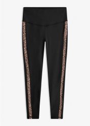 Legginsy sportowe. Czarne legginsy bonprix, bez wzorów, sportowe. Za 124.99 zł.