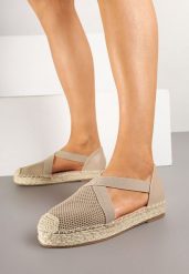 Ciemnobeżowe Plecione Espadryle z Ozdobnymi Paskami Morithia. Brązowe espadryle Renee, bez wzorów, eleganckie, bez obcasa, na płaskiej podeszwie. W wyprzedaży za 56.99 zł.