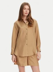 Marella Koszula Alec 2513111015 Beżowy Regular Fit. Brązowe koszule Marella, bez wzorów, z satyny, bez kołnierzyka, bez ramiączek. Za 1,069.00 zł.