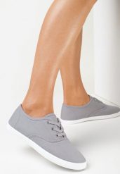 Szare Tenisówki z Krótkim Sznurowaniem Madilinne. Szare trampki Born2be, bez wzorów, bez zapięcia. Za 39.99 zł.