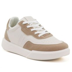 Półbuty sportowe damskie sneakersy kremowe Big Star UU274275. Białe buty sportowe lifestyle BIG STAR, bez wzorów, ze skóry ekologicznej, retro, bez zapięcia. Za 149.99 zł.