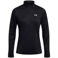 Bluza treningowa damska Under Armour Tech 1/2 Zip- Solid. Czarne bluzy Under Armour, bez wzorów, sportowe, bez ramiączek, bez kaptura. Za 125.99 zł.