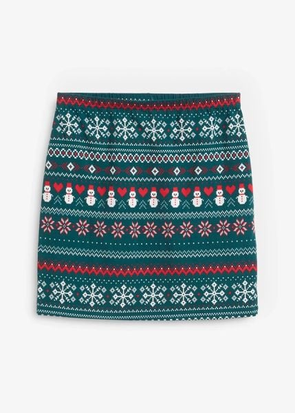 Spódnica mini w norweski wzór, z mieszanki bawełny i elastanu. Czerwone spódnice bonprix, bez wzorów, z bawełny, mini. Za 84.99 zł.