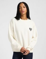 DAMSKA BLUZA LEE RELAXED GRAPHIC CREW ECRU 112363841. Bluzy Lee, m, bez wzorów, bez ramiączek, bez kaptura. Za 199.99 zł.