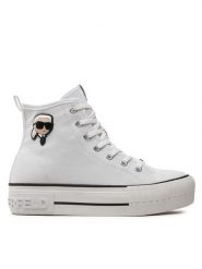 KARL LAGERFELD Trampki KL60444 Biały. Białe trampki KARL LAGERFELD, bez wzorów, z materiału, bez zapięcia. Za 409.99 zł.