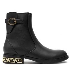 Botki Liu Jo. Czarne botki Liu Jo, bez wzorów, bez obcasa, na płaskiej podeszwie, bez zapięcia. Za 399.99 zł.