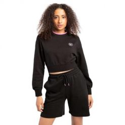 Bluza dresowa damska Puma SWxP Crew. Czarne bluzy Puma, xs, bez wzorów, z bawełny, eleganckie, bez ramiączek, bez kaptura. Za 269.00 zł.