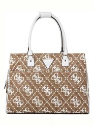 Guess Shopper bag w kolorze jasnobrązowo-białym - 45,4 x 32 x 19 cm rozmiar: onesize. Brązowe shopper bag Guess, z aplikacjami, z materiału, na ramię, bez dodatków. Za 260.35 zł.