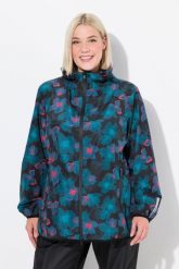 Damskie Kurtka przeciwdeszczowa lekka wodoszczelna kaptur kieszenie na zamek. Czarne kurtki Ulla Popken, plus size, bez wzorów, z materiału, z kapturem. Za 336.99 zł.