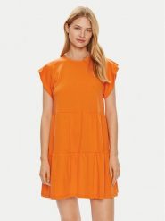 Vila Sukienka letnia Summer 14087541 Pomarańczowy Loose Fit. Brązowe sukienki Vila, l, bez wzorów, z syntetyku, bez kołnierzyka, bez ramiączek. Za 69.99 zł.