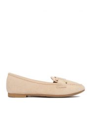 DeeZee Mokasyny LE601-41 Beżowy. Brązowe mokasyny DeeZee, bez wzorów, z materiału. Za 79.99 zł.