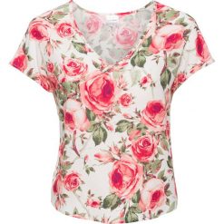 Bluzka shirtowa bonprix biel wełny w kwiaty. Bluzki marki bonprix. Za 59.99 zł.
