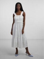 YAS Sukienka 26029491 Biały Long Line Fit. Białe sukienki YAS, xs, bez wzorów, z bawełny, bez kołnierzyka, bez ramiączek. Za 249.99 zł.