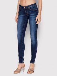 Guess Jeansy W2YAJ2 D4Q03 Niebieski Skinny Fit. Niebieskie jeansy Guess, z aplikacjami, z bawełny. Za 479.99 zł.