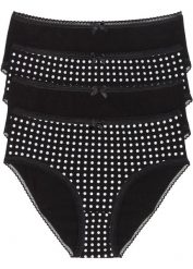 Figi maxi z miękką bawełną organiczną (4 pary). Czarne figi bonprix, bez wzorów, z bawełny. Za 67.99 zł.