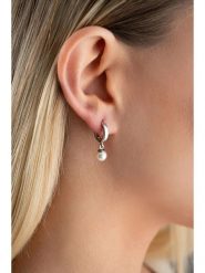 Heliophilia Srebrne kolczyki-kreole z perłami rozmiar: onesize. Białe kolczyki Heliophilia, z perłą, srebrne. Za 69.99 zł.