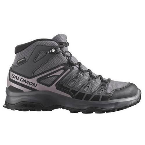 Buty trekkingowe damskie Salomon Extegra Mid Gtx. Szare buty trekkingowe Salomon, bez wzorów, z materiału, bez zapięcia, trekkingowe. Za 587.00 zł.
