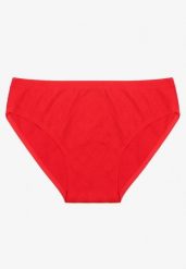 Czerwone Majtki Figi z Bawełny Zdobione Tłoczonym Wzorem Annalesa. Czerwone figi Renee, z aplikacjami, z bawełny. Za 9.99 zł.