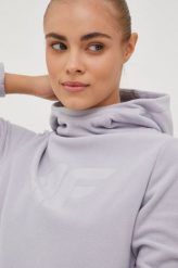 4F bluza sportowa damska kolor szary z kapturem z nadrukiem. Szare bluzy z kapturem 4f, l, bez wzorów, z materiału, z kapturem. Za 129.99 zł.