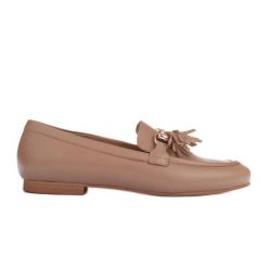 Marco Shoes Loafersy skórzane z frędzlami beżowy. Brązowe baleriny bez wzorów, bez obcasa, bez zapięcia. W wyprzedaży za 329.00 zł.