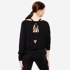 Bluza do tańca nowoczesnego damska Starever. Czarne bluzy STAREVER, xs, w ażurowe wzory, z elastanu, bez kaptura, na jogę i pilates. Za 119.99 zł.