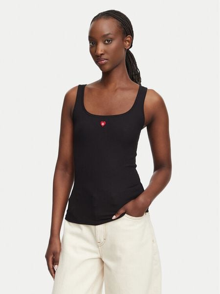 HUGO Top Heart 50566824 Czarny Regular Fit. Czarne topy Hugo, xs, bez wzorów, bez kołnierzyka, bez ramiączek. Za 139.99 zł.