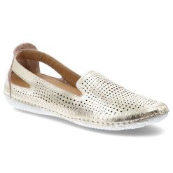 Złote Półbuty Artiker Ażurowe Stylowe Obuwie Damskie. Żółte półbuty wsuwane Artiker, w ażurowe wzory, ze skóry, eleganckie, bez obcasa. Za 209.00 zł.
