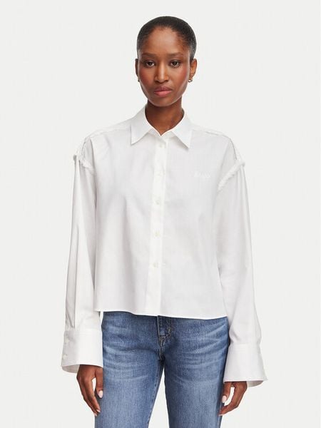 HUGO Koszula Ekla 50562977 Biały Oversize. Białe koszule Hugo, bez wzorów, z bawełny, bez kołnierzyka, bez ramiączek. Za 384.99 zł.