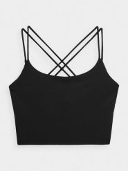 4F Crop top do jogi i pilatesu z materiałów z recyklingu damski XL. Brązowe topy 4f, m, bez wzorów, z materiału, bez kołnierzyka, bez ramiączek. W wyprzedaży za 29.99 zł.