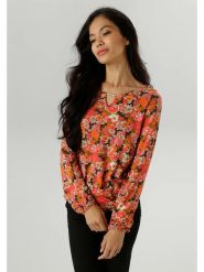 Aniston Bluzka w kolorze pomarańczowo-czarnym rozmiar: 38. Pomarańczowe bluzki Aniston, bez wzorów, bez kołnierzyka, bez ramiączek. Za 65.95 zł.