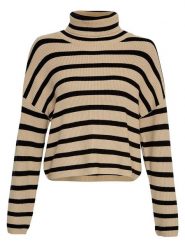 MOSS COPENHAGEN Sweter "Marthea Rachelle" w kolorze beżowo-czarnym rozmiar: M/L. Brązowe swetry Moss Copenhagen, l, bez wzorów, z wiskozy, bez ramiączek. Za 114.71 zł.
