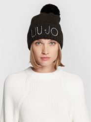 Liu Jo Czapka Ponpon Logo 2F2002 M0300 Czarny. Czarne czapki zimowe Liu Jo, bez wzorów, z materiału. Za 259.99 zł.