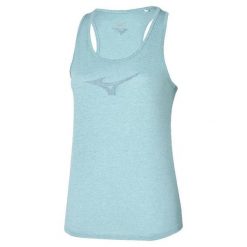 Damski tank top Mizuno. Niebieskie topy Mizuno, bez wzorów, sportowe, bez kołnierzyka, bez ramiączek. Za 78.99 zł.