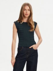 Guess Bluzka W5YR12 Z0130 Zielony Regular Fit. Zielone bluzki Guess, m, z aplikacjami, z syntetyku, bez kołnierzyka, bez ramiączek. Za 399.99 zł.