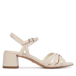 Sandały Tamaris. Białe sandały Tamaris, bez wzorów, bez obcasa, na słupku, bez zapięcia. Za 329.99 zł.
