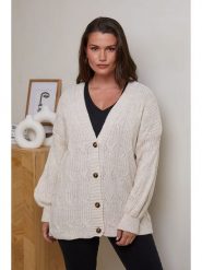 Curvy Lady Kardigan w kolorze kremowym rozmiar: 40/42. Brązowe swetry Curvy Lady, bez wzorów, ze splotem, klasyczne, bez ramiączek. Za 92.64 zł.