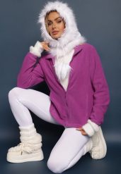 Fioletowy Casualowy Polar Dannira. Czerwone bluzy z polaru Renee, l, bez wzorów, z jeansu. Za 49.99 zł.