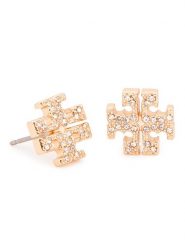 Tory Burch Kolczyki Crystal Logo Stud Earring 53423 Złoty. Żółte kolczyki Tory Burch, złote. Za 379.99 zł.