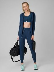 4F Spodnie treningowe szybkoschnące damskie - turkusowe L. Niebieskie spodnie dresowe 4f, bez wzorów, z elastanu. Za 179.99 zł.