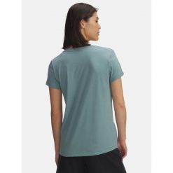 Koszulka Damska T-Shirt Damski Sportowy Under Armour Rival Logo. Zielone t-shirty sportowe Under Armour, bez wzorów, bez ramiączek, na fitness i siłownię. Za 99.99 zł.