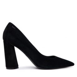 Czółenka BOSS. Czarne czółenka Boss, bez wzorów, bez obcasa, bez zapięcia. Za 899.99 zł.