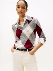 Tommy Hilfiger Sweter z dzianiny Kobiety Bawełna szary|czerwony|biały, XS. Białe swetry Tommy Hilfiger, xs, bez wzorów, z bawełny, klasyczne, bez ramiączek. Za 549.95 zł.