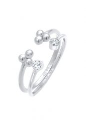 Elli Damski zestaw kule otwarty Ball Design z kryształami w srebrze próby 925 sterling silver Pierścionki 1 ct. Szare pierścionki Elli, srebrne. Za 208.99 zł.