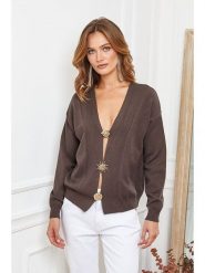 Joséfine Kardigan "Alabess" w kolorze brązowym rozmiar: L. Brązowe swetry Joséfine, l, bez wzorów, bez ramiączek. Za 194.45 zł.